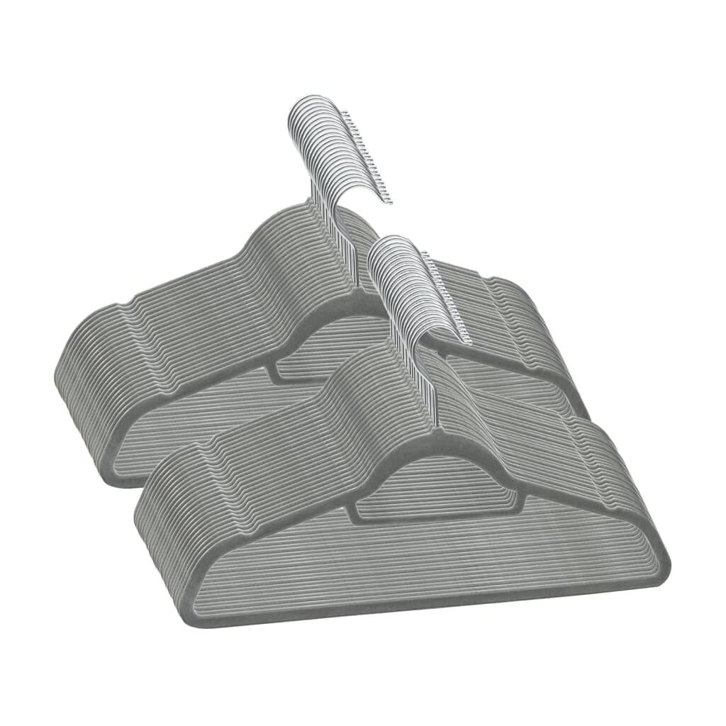 vidaXL Kledinghangerset Antislip Fluweel Grijs 50 Stuks - 33% Korting