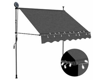 vidaXL Luifel handmatig uitschuifbaar met LED 100 cm antracietkleurig