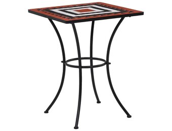 vidaXL Bistrotafel mozaïek 60 cm keramiek terracottakleurig en wit