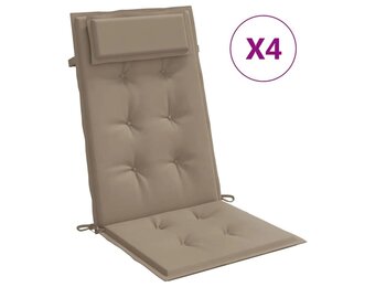 vidaXL Stoelkussens 4 st hoge rug oxford stof taupe