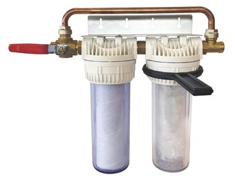 Aquawater Dubbel Filterstation met Anti-Kalk en Anti-Corrosie Cartridges