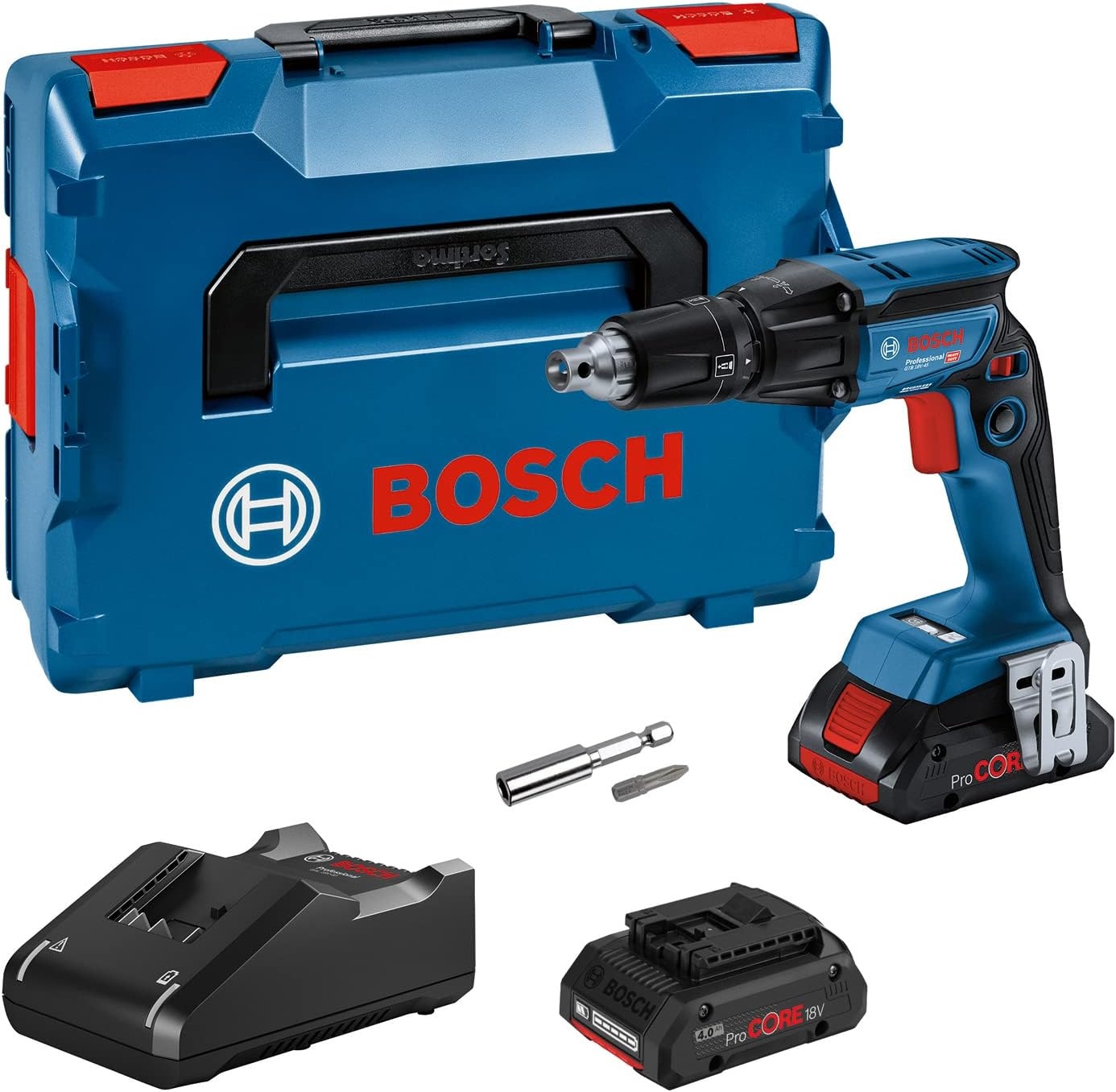 Bosch Professional 18V Accu Gipsplaatschroevendraaier GTB 18V-45 met 2x 4.0 Ah Accu's en L-BOXX