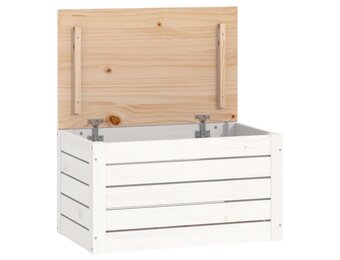 vidaXL Opbergbox wit 59,5x36,5x33 cm massief grenenhout