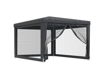 vidaXL Partytent met 4 mesh zijwanden 3x4 m HDPE antracietkleurig