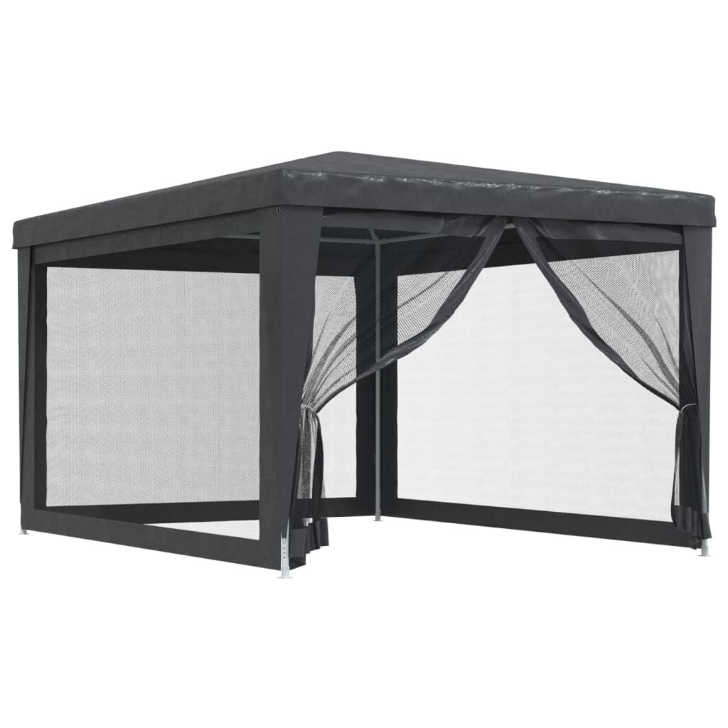 vidaXL Partytent met 4 mesh zijwanden 3x4 m HDPE antracietkleurig