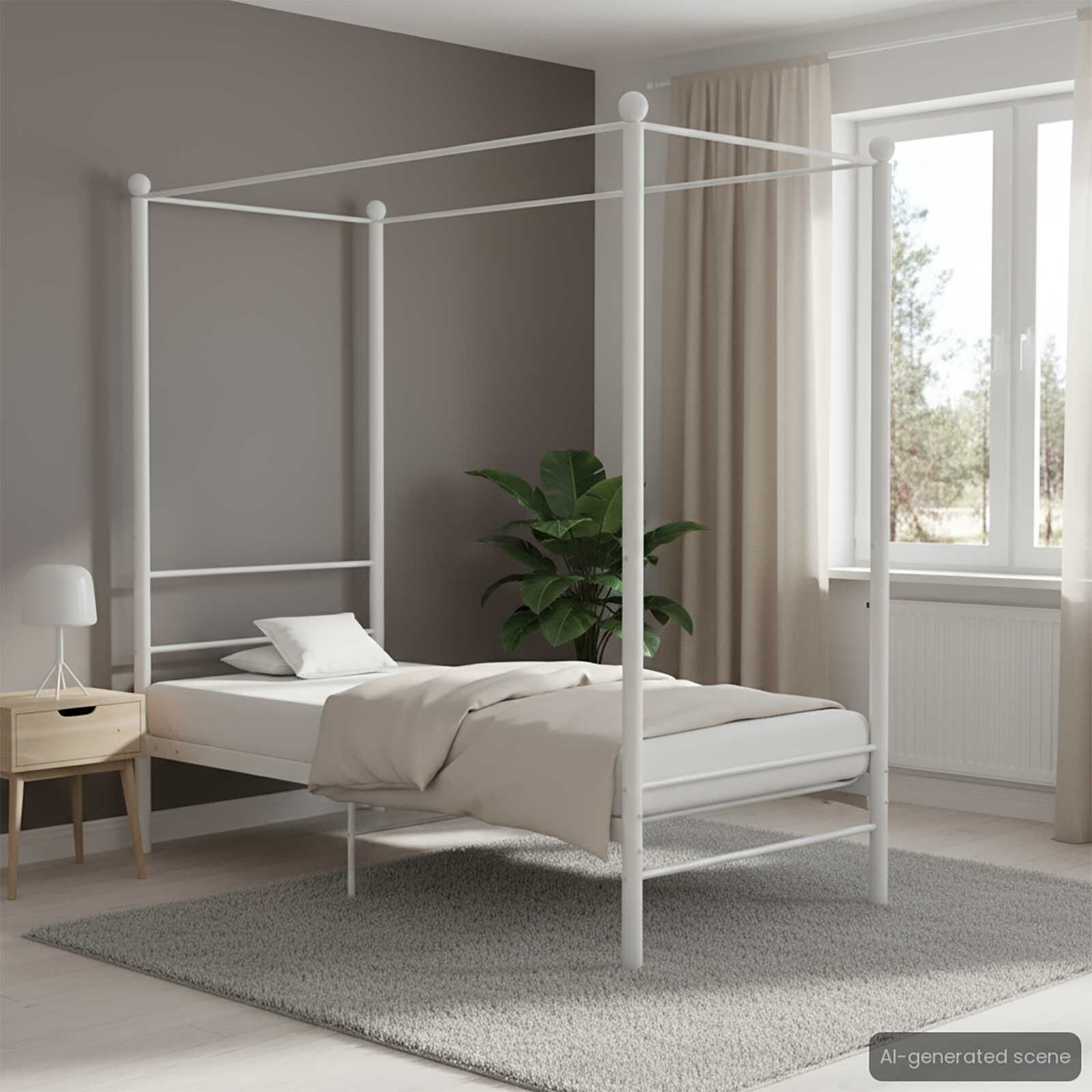 vidaXL Hemelbedframe metaal wit 90x200 cm
