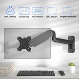 suptek Monitor Muurbeugel voor 13-32 inch Schermen, Zwart, Gasveer met Kantel- en Draaifunctie