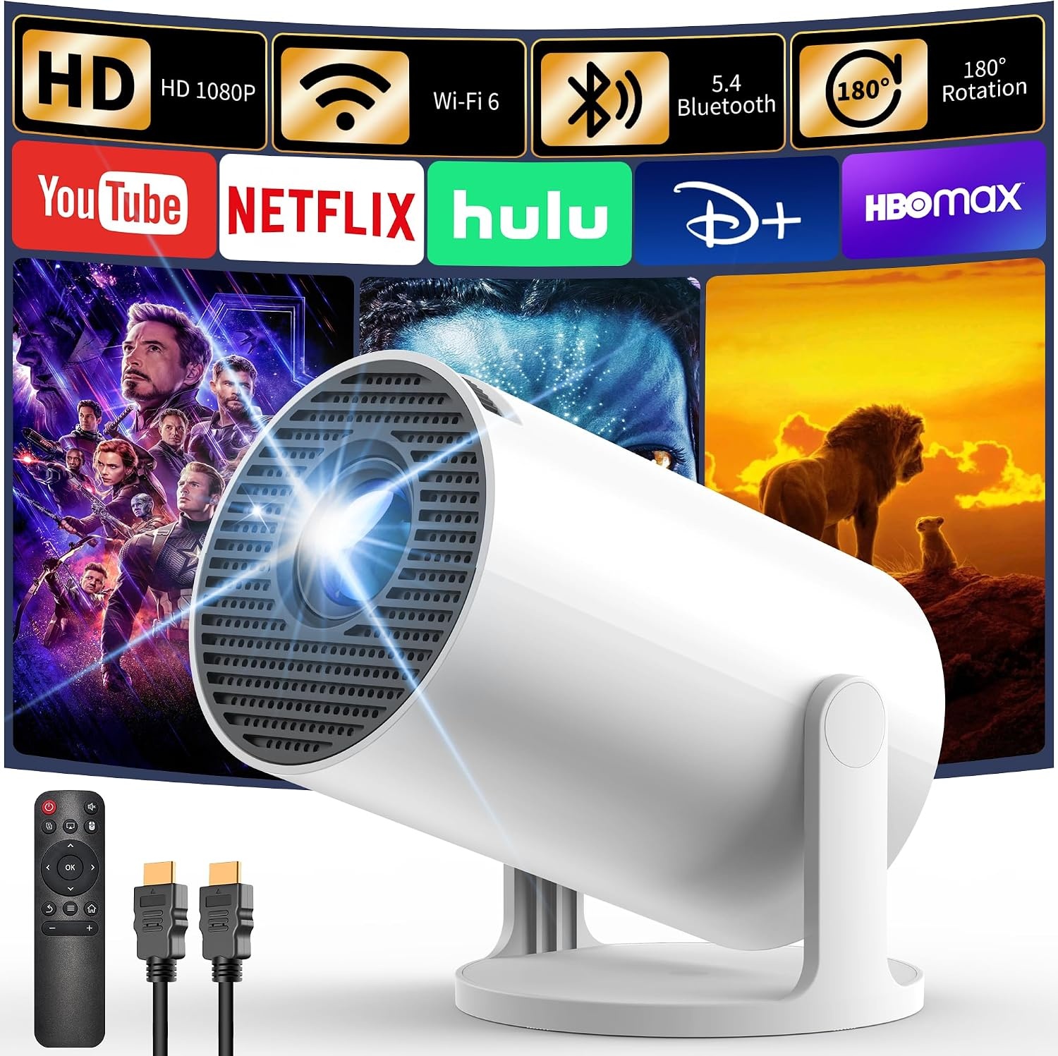Android TV draagbare miniprojector YOTON Y4 Wi-Fi Bluetooth-videoprojector ondersteunt 1080P thuisbioscoop