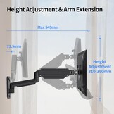 suptek Monitor Muurbeugel voor 13-32 inch Schermen, Zwart, Gasveer met Kantel- en Draaifunctie