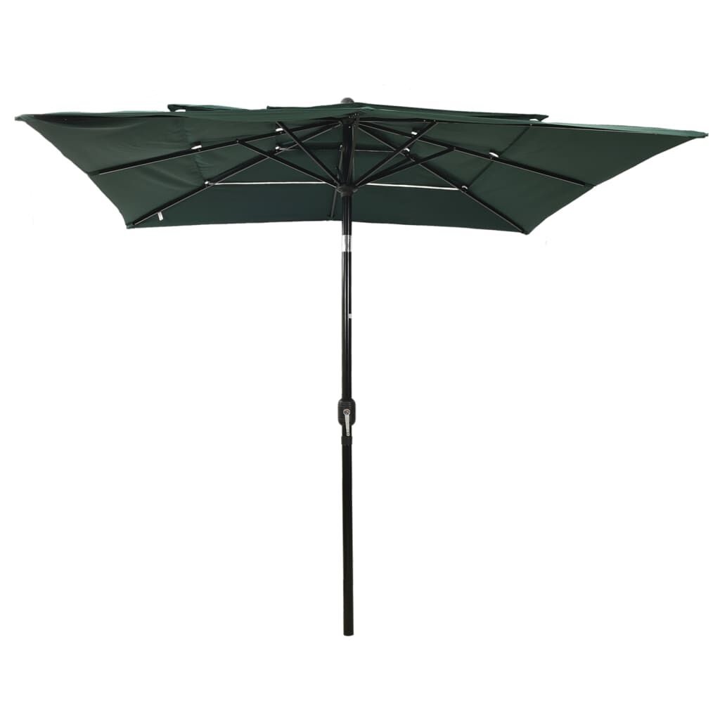 vidaXL Parasol 3-laags met aluminium paal 2,5x2,5 m groen