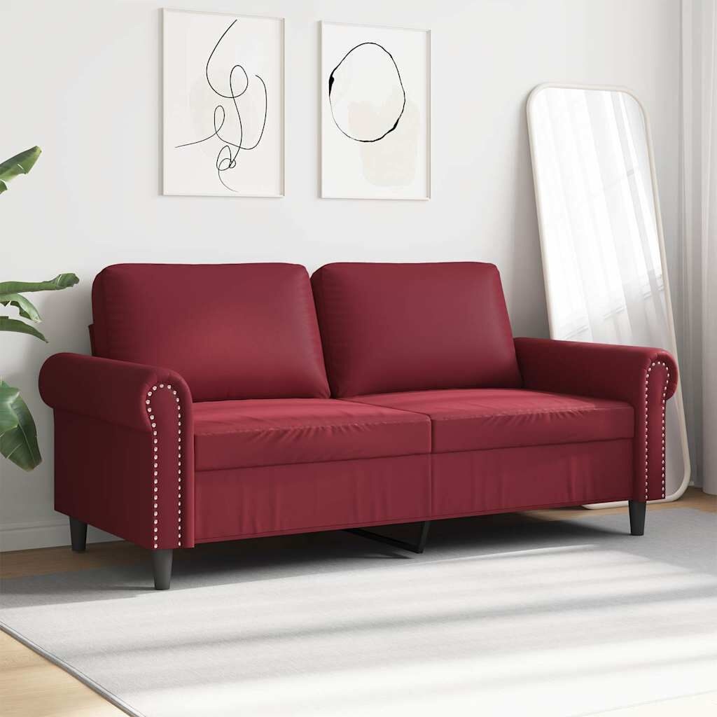vidaXL Tweezitsbank 140 cm kunstleer wijnrood