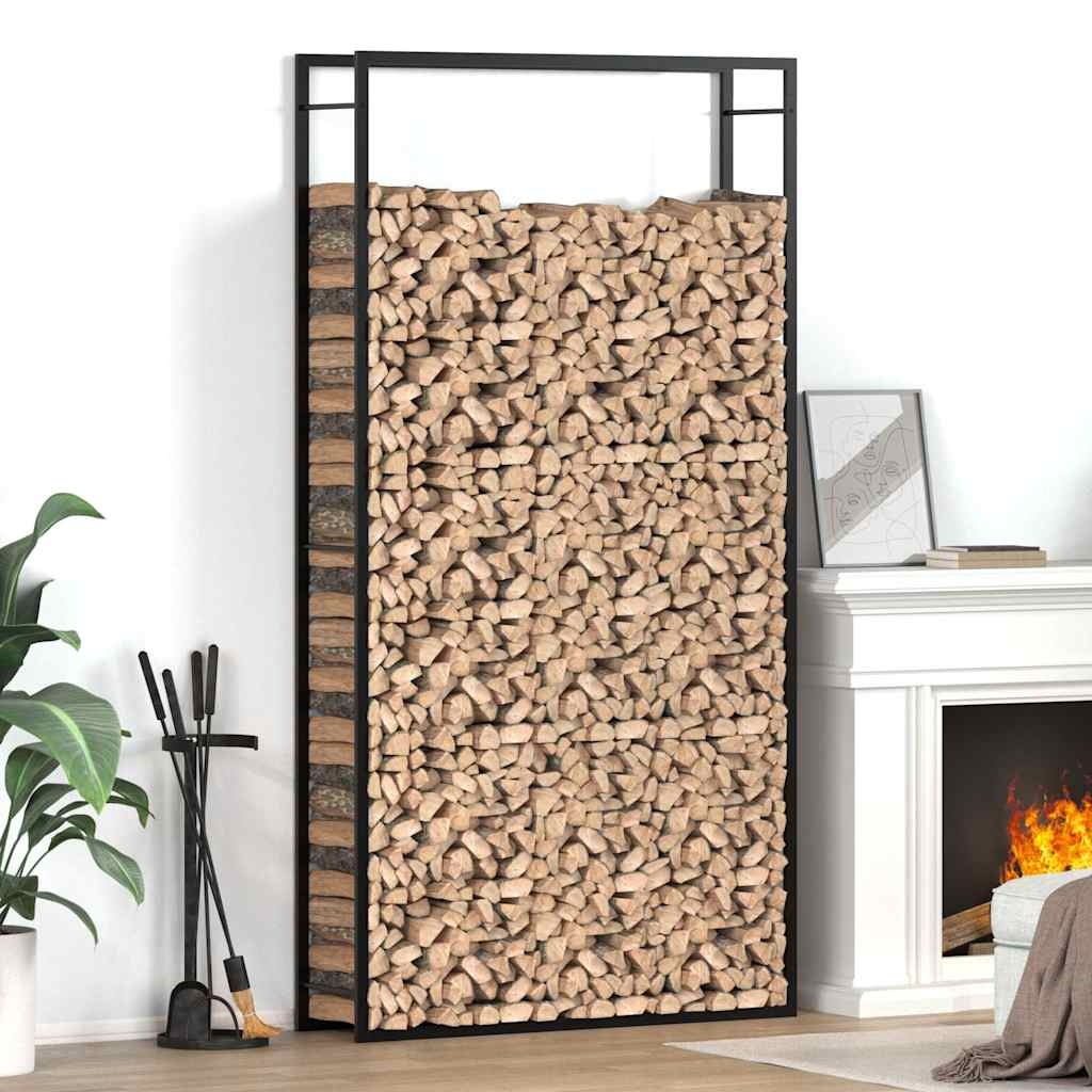 vidaXL Haardhoutrek 110x28x214 cm staal matzwart