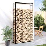 vidaXL Haardhoutrek 110x28x214 cm staal matzwart