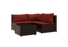 Loungeset Poly Rattan Bruin - 4 Delig - 59% Korting