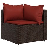 vidaXL 4-delige Loungeset met kussens poly rattan bruin