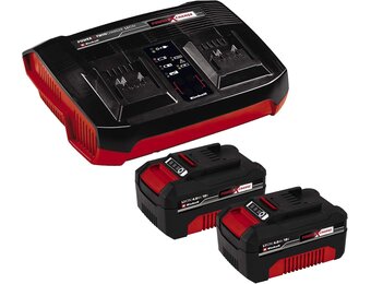 Einhell Power X-Change Starterset 2x 4,0 Ah Accu en Twincharger 3A