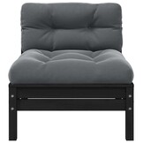 vidaXL 3-delige Loungeset met kussens massief grenenhout zwart