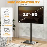 TVON TV-standaard TV-vloerstandaard voor televisies van 32-55 inch TV-standaard in hoogte verstelbaar draaibaar Max