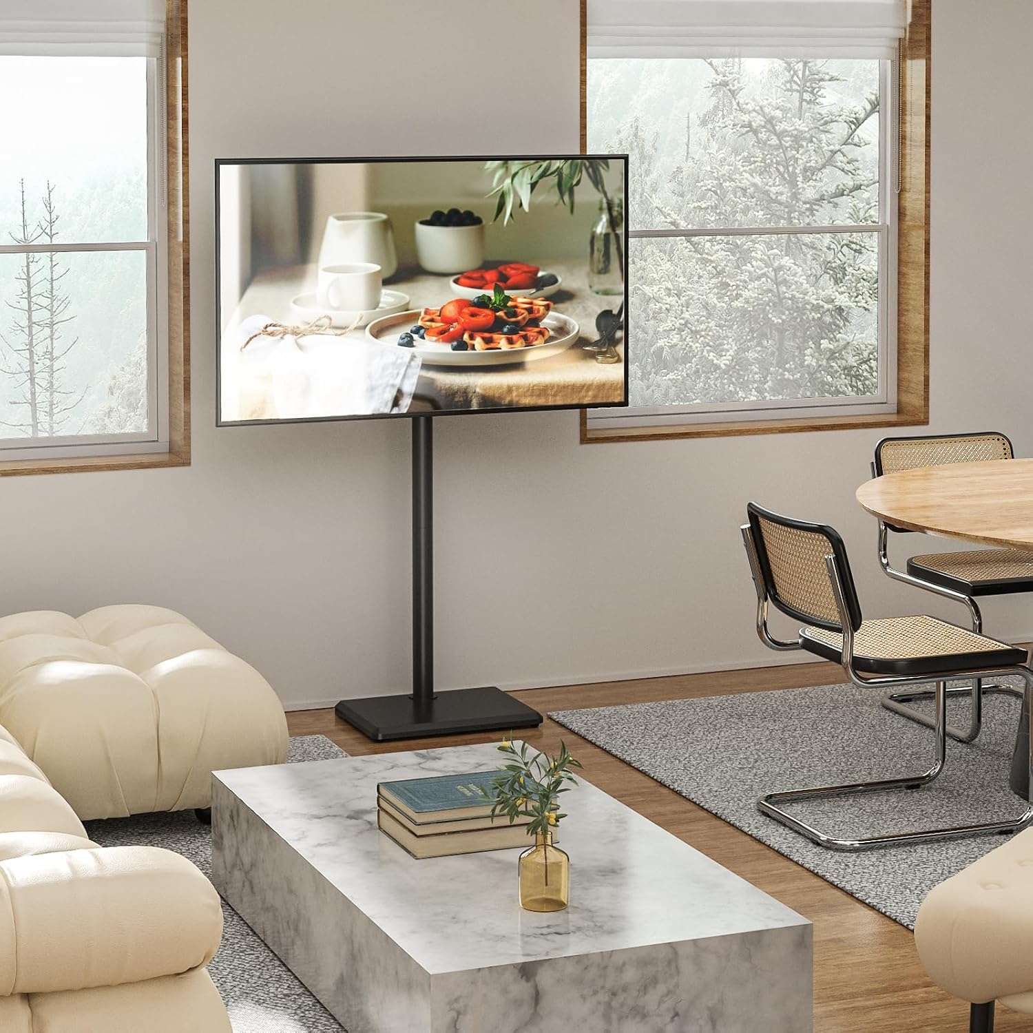 TVON TV-standaard TV-vloerstandaard voor televisies van 32-55 inch TV-standaard in hoogte verstelbaar draaibaar Max