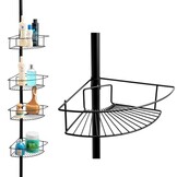 Telescopisch Douche Rek Zwart - 4 Manden - Geen Boren - 34% Korting