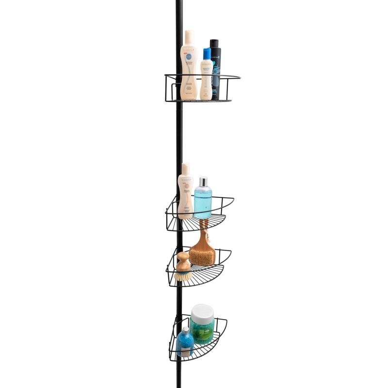 Telescopisch Douche Rek Zwart - 4 Manden - Geen Boren - 34% Korting