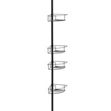 Telescopisch Douche Rek Zwart - 4 Manden - Geen Boren - 34% Korting