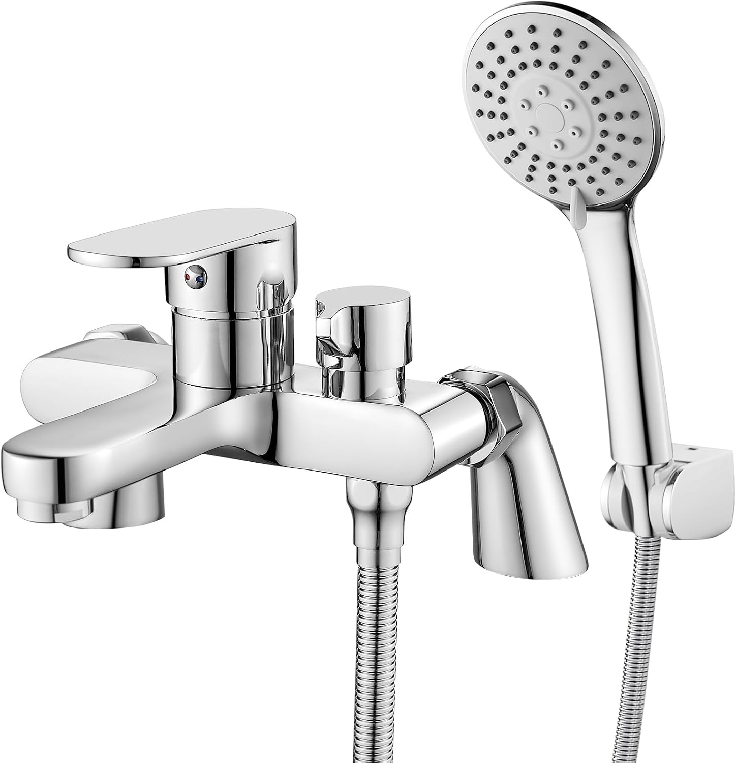 Badkranen met doucheopzetstuk Bad Mixer Kranen met Douchekop Moderne Eengreeps Bad Douche Mengkraan Badrandcombinaties Bad Kranen Set Chrome Messing, 3 Mode Handdouche, 1,5 m Doucheslang