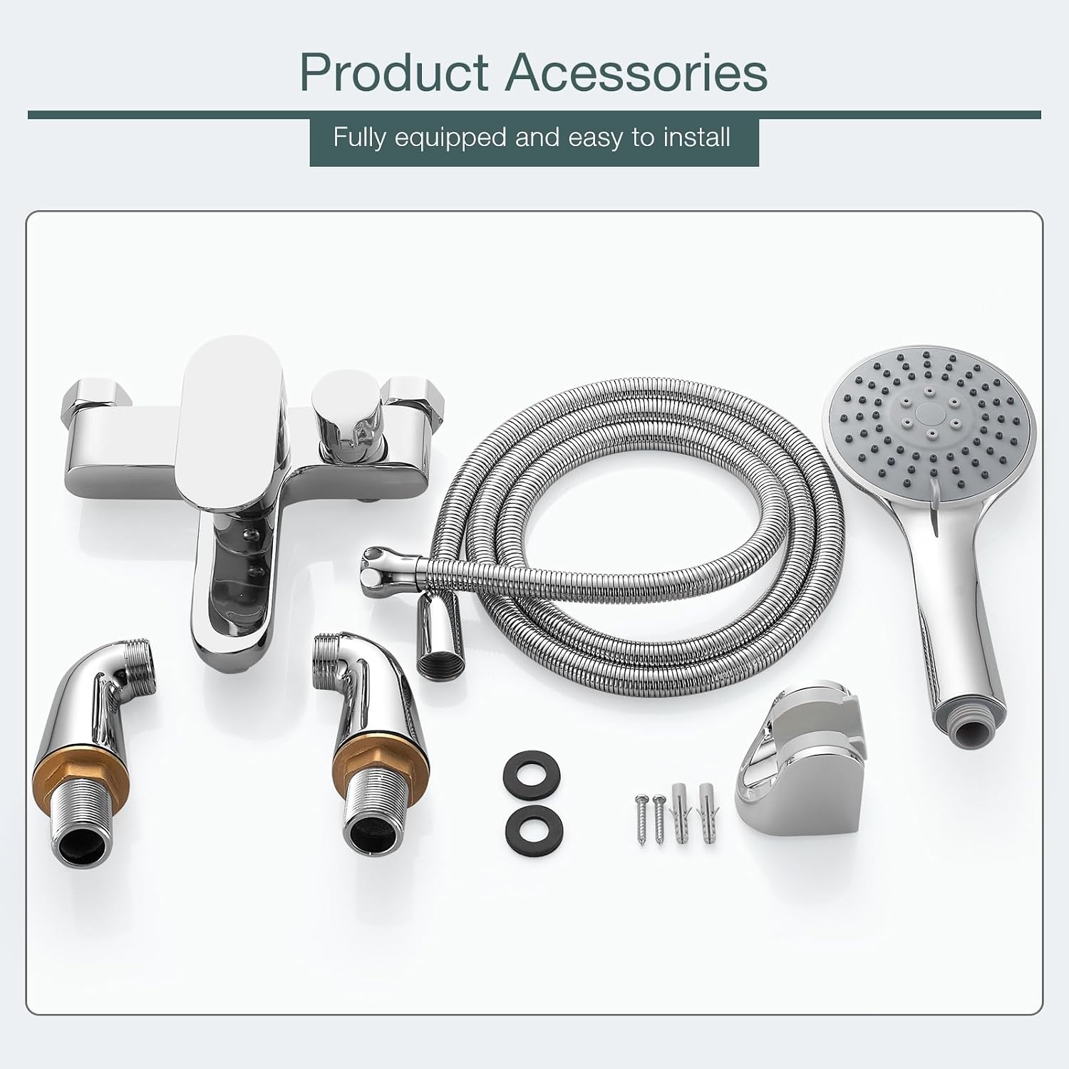 Badkranen met doucheopzetstuk Bad Mixer Kranen met Douchekop Moderne Eengreeps Bad Douche Mengkraan Badrandcombinaties Bad Kranen Set Chrome Messing, 3 Mode Handdouche, 1,5 m Doucheslang