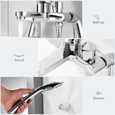 Badkranen met doucheopzetstuk Bad Mixer Kranen met Douchekop Moderne Eengreeps Bad Douche Mengkraan Badrandcombinaties Bad Kranen Set Chrome Messing, 3 Mode Handdouche, 1,5 m Doucheslang
