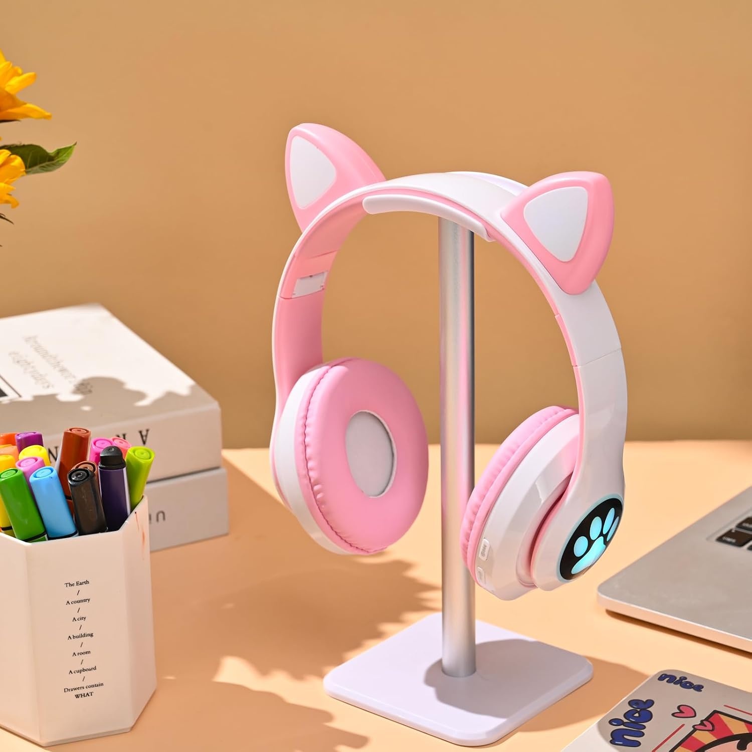 OHAANYY Kattenoor Bluetooth Koptelefoon Kinderen LED Licht