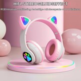 OHAANYY Kattenoor Bluetooth Koptelefoon Kinderen LED Licht