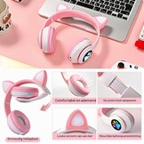 OHAANYY Kattenoor Bluetooth Koptelefoon Kinderen LED Licht