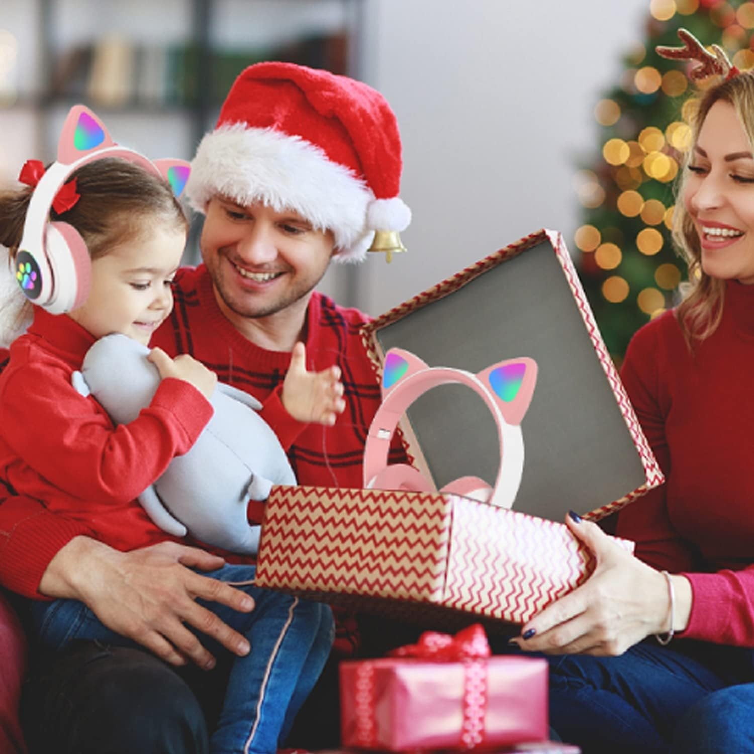 OHAANYY Kattenoor Bluetooth Koptelefoon Kinderen LED Licht