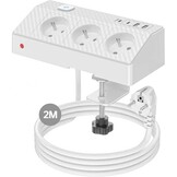 Tafelstekkerdoos met 3 Franse stopcontacten, 4 USB-poorten (incl. USB-C PD 20 W) desktopstekkerdoos 4000 W PASSUS stekkerdoos met schakelaar voor kantoor/huis, kabel 2 m tafelstopcontact