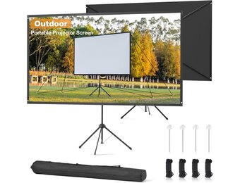 Outdoor Projectionscherm met Statief, 80 Inch (16:9), Windbestendig Ontwerp voor Draagbaar Projectiescherm, met Touwen en Grondpennen, Hoge Opbrengst, 4K Beeld voor Thuisbioscoop en Kamperen. - Maat 80 Inch (16:9)