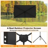 Outdoor Projectionscherm met Statief, 80 Inch (16:9), Windbestendig Ontwerp voor Draagbaar Projectiescherm, met Touwen en Grondpennen, Hoge Opbrengst, 4K Beeld voor Thuisbioscoop en Kamperen. - Maat 80 Inch (16:9)