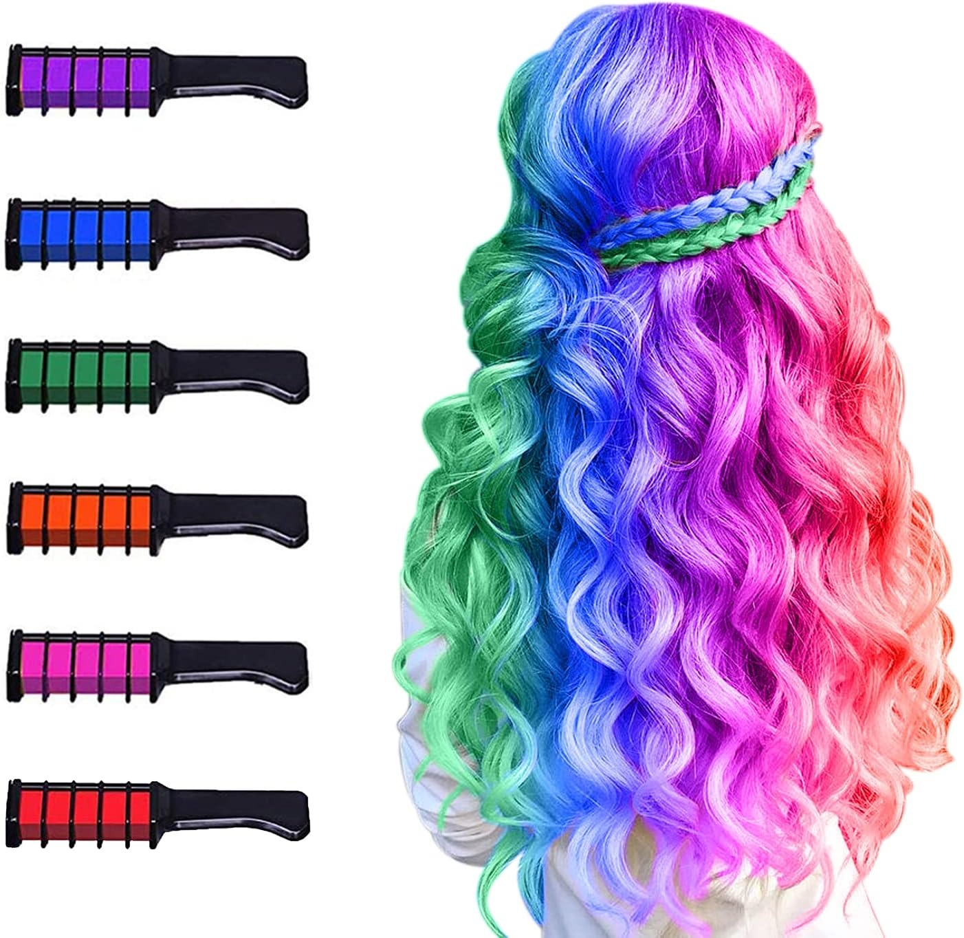 Haarkrijt voor kinderen, meisjesgeschenken, MSDADA tijdelijke felle haarkleurverf voor kinderen, cadeaus voor meisjes, leeftijd 6, 7, 8, 9, 10-12+, kleur haarspray voor kerstcadeaus, kousvullers voor kinderen, nieuwjaar (wit)
