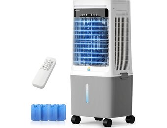 Draagbare luchtkoeler, 25 l, met water, airconditioning zonder afvoerslang, oscillatie 80°, afstandsbediening, timer 12 uur, voor thuis en op kantoor, wit