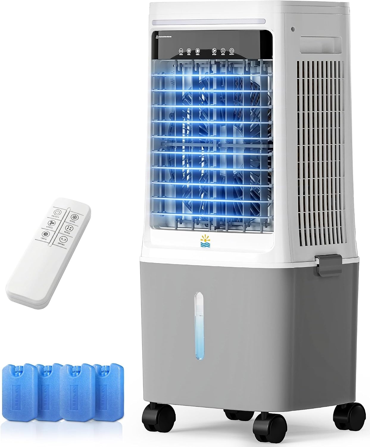 Draagbare luchtkoeler, 25 l, met water, airconditioning zonder afvoerslang, oscillatie 80°, afstandsbediening, timer 12 uur, voor thuis en op kantoor, wit