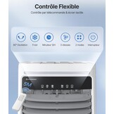Draagbare luchtkoeler, 25 l, met water, airconditioning zonder afvoerslang, oscillatie 80°, afstandsbediening, timer 12 uur, voor thuis en op kantoor, wit
