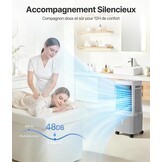 Draagbare luchtkoeler, 25 l, met water, airconditioning zonder afvoerslang, oscillatie 80°, afstandsbediening, timer 12 uur, voor thuis en op kantoor, wit
