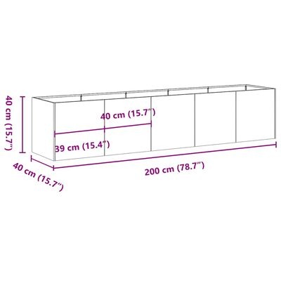 vidaXL Plantenbak 200x40x40 cm koudgewalst staal zwart