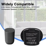 14,4V 3400mAh 48,96Wh Vervangende Li-Ion Batterij Compatibel met Sonos Move, MOVE1US1 Luidspreker 111-00001, IP-03-6802-001