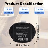 14,4V 3400mAh 48,96Wh Vervangende Li-Ion Batterij Compatibel met Sonos Move, MOVE1US1 Luidspreker 111-00001, IP-03-6802-001