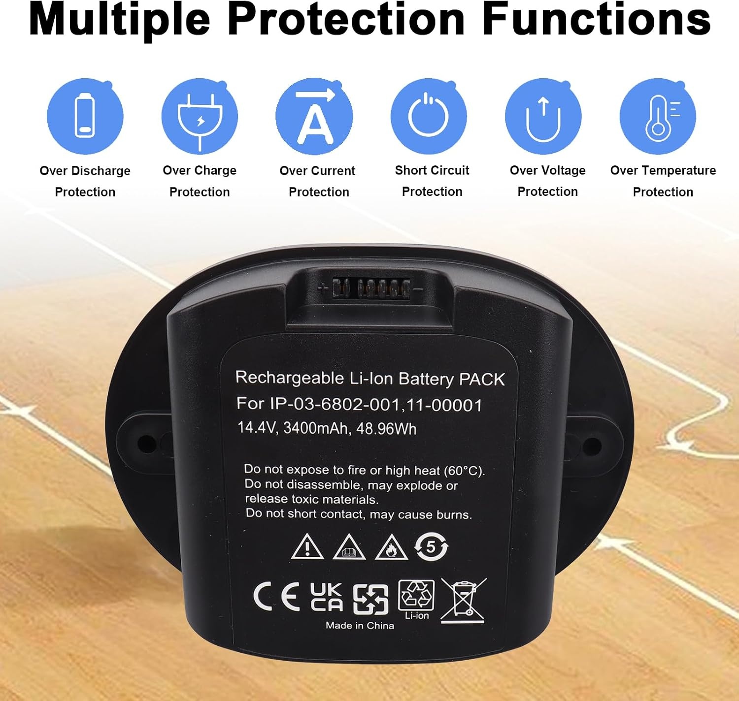 14,4V 3400mAh 48,96Wh Vervangende Li-Ion Batterij Compatibel met Sonos Move, MOVE1US1 Luidspreker 111-00001, IP-03-6802-001