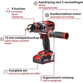 Einhell Professional Accu-Klopboormachine TP-CD 18 Li-i BL - Zwart/Rood - Inclusief 2 Accu's en Koffer