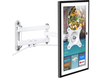 PlusAcc Wandhouder voor Show 15 & Monitor - draaibare, kantelbare houder, verstelbare metalen houder (wit)