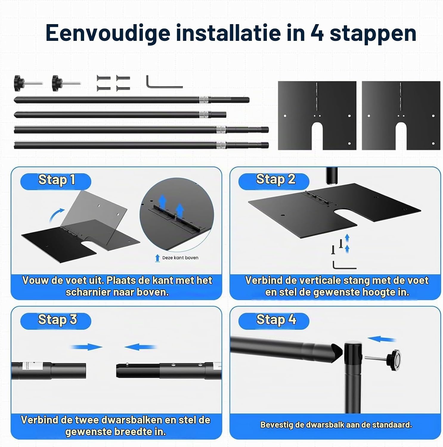 EMART Fotobackgroundstandaard 3x3,6m Heavy Duty Standaard met Voetstuk - Maat 3x3,6m