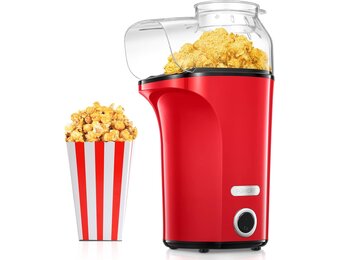 Popcornmachine, 1400 W, 120 g/4 l, grote capaciteit, hete lucht popcornmaker voor thuis, gezond en olievrij, vetvrij, 2 minuten snel, filmabe, Kerstmis, kinderverjaardag