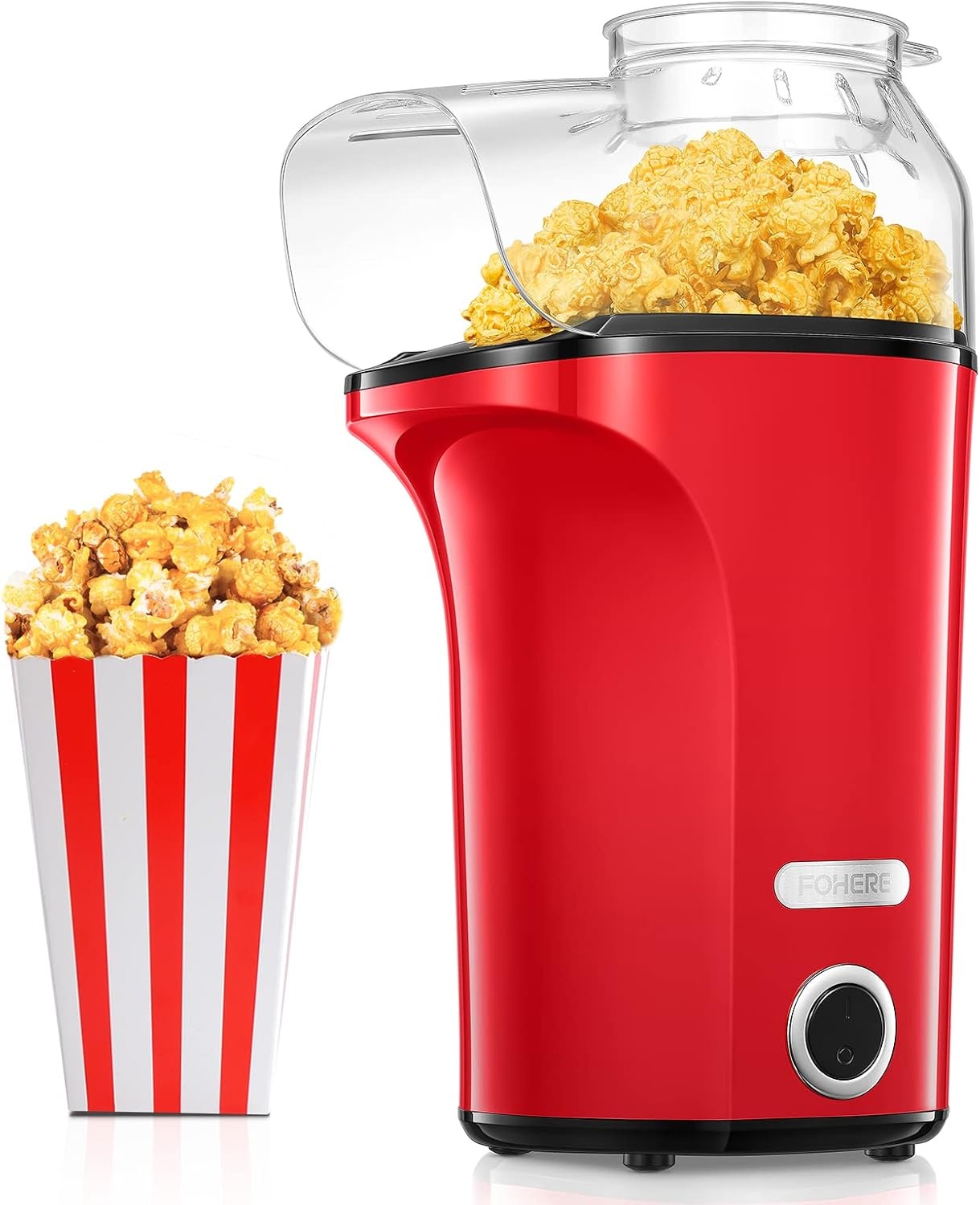 Popcornmachine, 1400 W, 120 g/4 l, grote capaciteit, hete lucht popcornmaker voor thuis, gezond en olievrij, vetvrij, 2 minuten snel, filmabe, Kerstmis, kinderverjaardag
